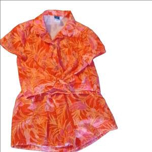OLD NAVY 2 PIECE MATCHING SET, SIZE 2T, BRIGHT ORANGE, PINK AND YELLOW.